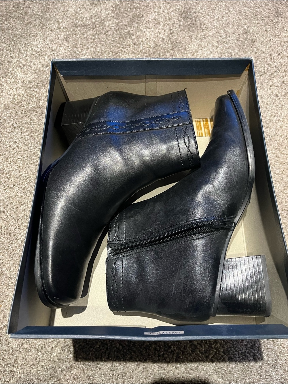 White Mountain Black Leather Women's Ankle Heeled Boots